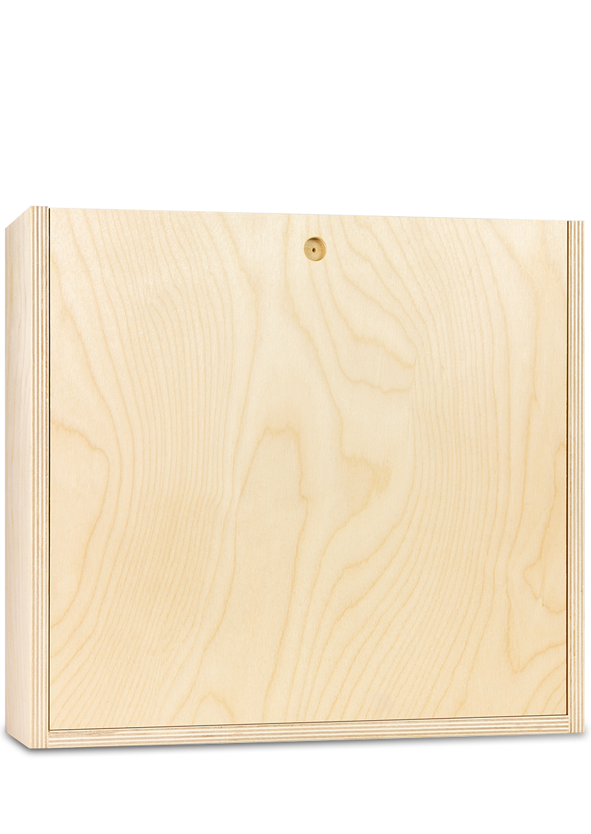 Triple-bottle wooden wine box, unfinished with visible woodgrain.