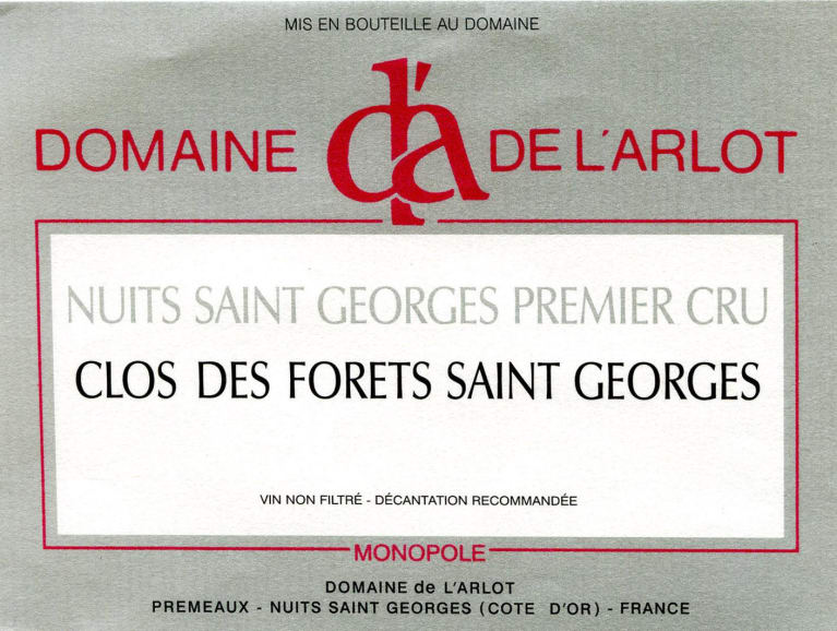 Domaine de L'Arlot Nuits St Georges Clos des Forets Saint-Georges 1er Cru Monopole 2012 750ml - 1