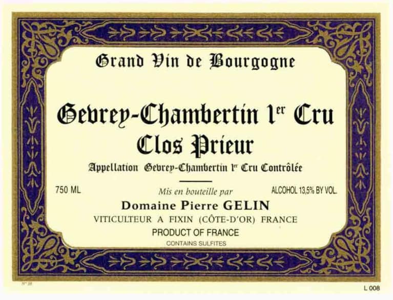 Domaine Pierre Gelin Gevrey Chambertin Clos Prieur 1er Cru 2010 750ml - 1