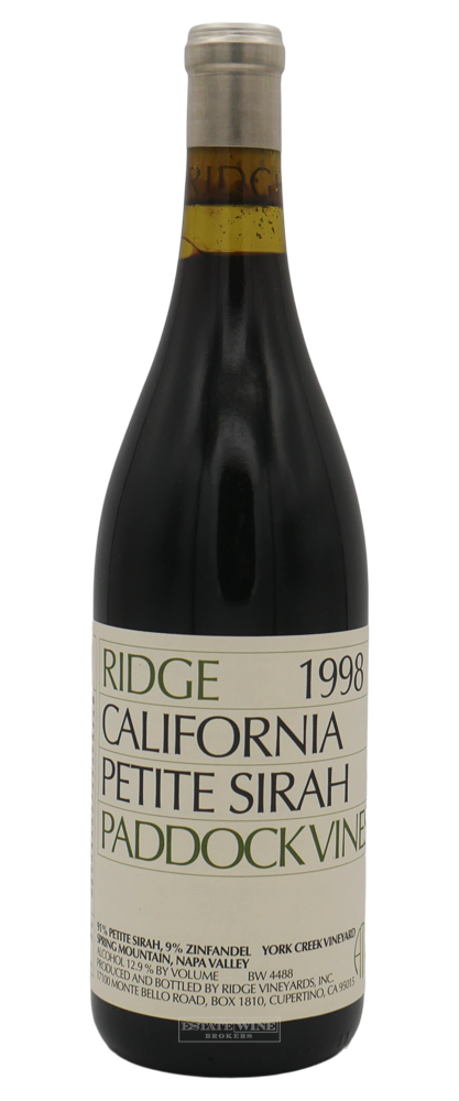 Ridge Petite Sirah Paddock Vines York Creek Vineyards Napa County 1998 750ml - 1