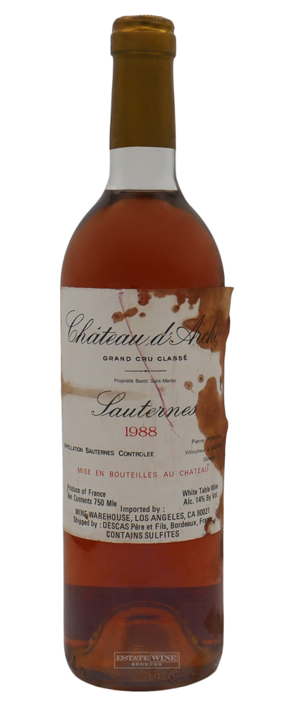 Chateau d'Arche Sauternes 1988 750ml [Stained Label] - 2