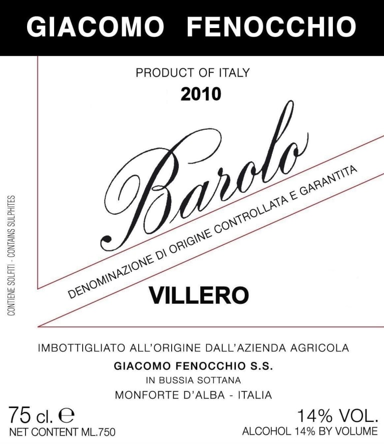 Giacomo Fenocchio Barolo Villero 2010 750ml - 1
