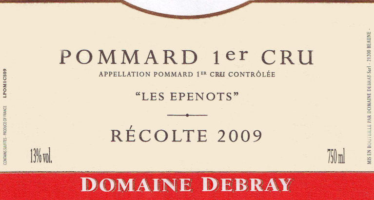 Domaine Debray Pommard Les Epenots 1er Cru 2009 750ml - 1
