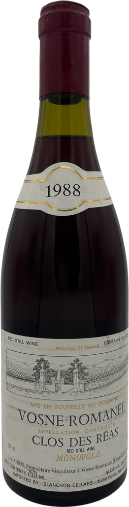 Domaine Jean Gros Vosne Romanee Clos des Reas Monopole 1er Cru 1988 750ml