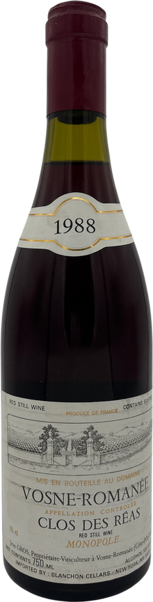 Domaine Jean Gros Vosne Romanee Clos des Reas Monopole 1er Cru 1988 750ml