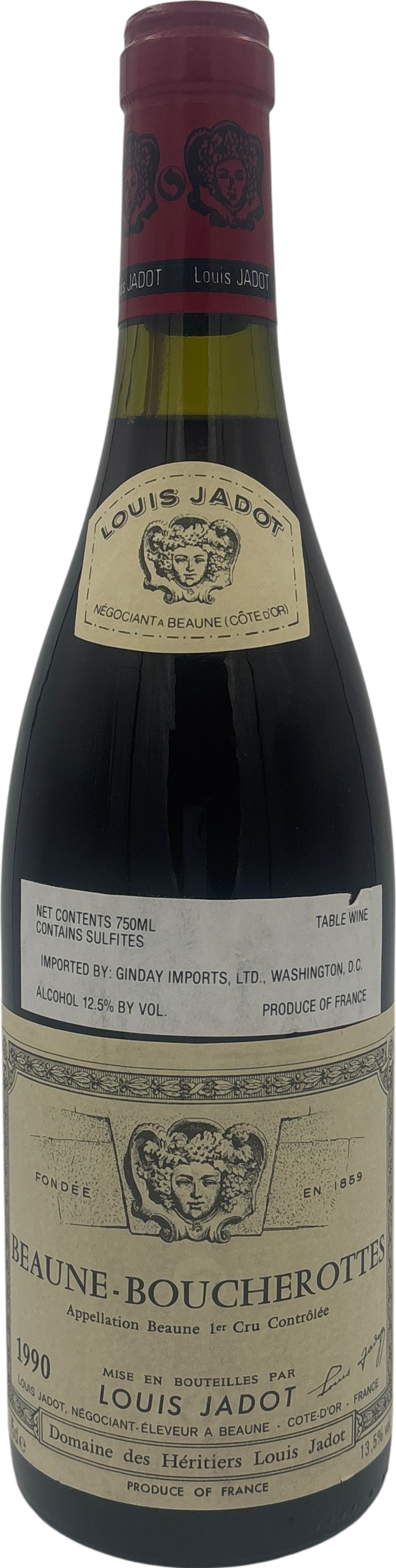Louis Jadot Domaine des Heritiers Beaune Boucherottes 1er Cru 1990 750ml