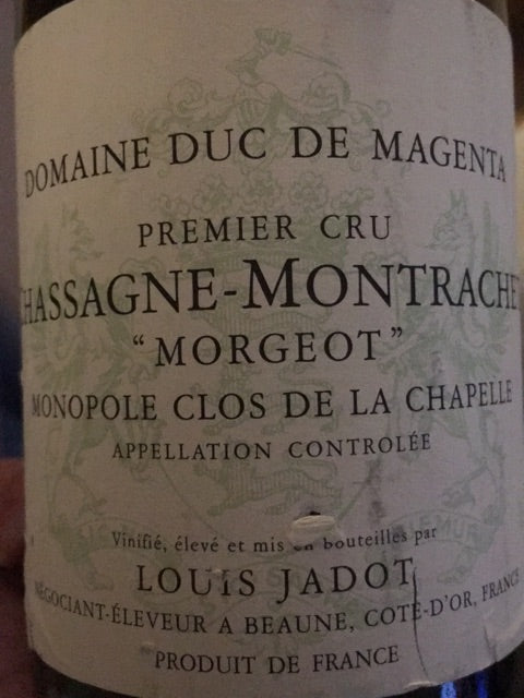 Louis Jadot Domaine Duc de Magenta Chassagne Montrachet Morgeot 1er Cru Clos de la Chapelle Monopole Rouge 2005 1500ml - 1