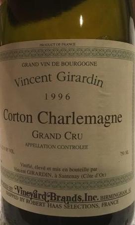 Vincent Girardin Corton Charlemagne Grand Cru 1996 750ml - 1