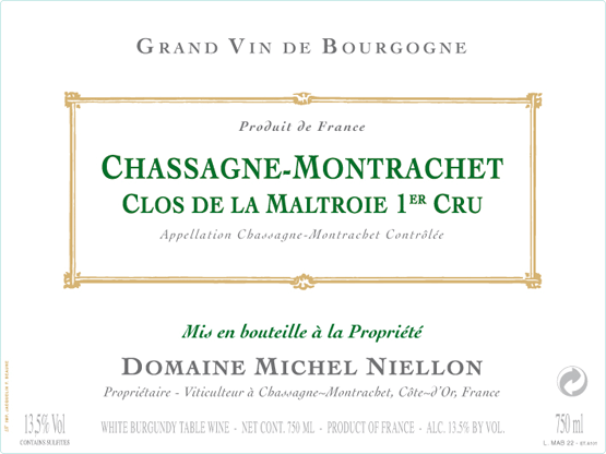Domaine Michel Niellon Chassagne-Montrachet Clos de la Maltroie 1er Cru 2020 750ml - 1