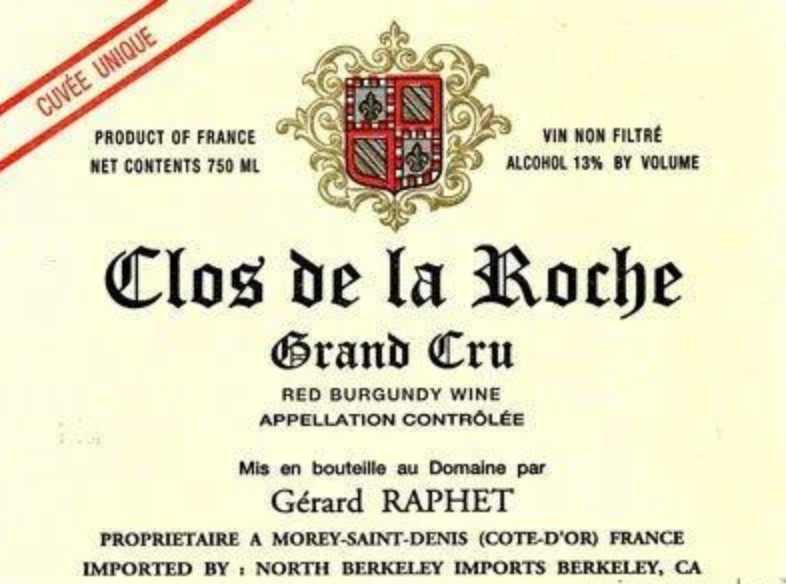 Gerard Raphet Clos de la Roche Grand Cru Cuvee Unique 2003 750ml - 1
