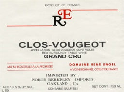 Domaine Rene Engel Clos Vougeot Grand Cru 1988 750ml - 1