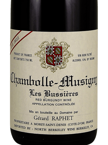 Gerard Raphet Cuvee Unique Chambolle Musigny Les Bossieres 2003 750ml - 1